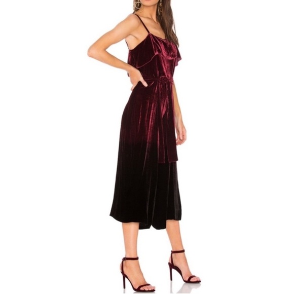 $595 Alice + Olivia ombré Burgundy red Velvet Jumpsuit Size 0 - Picture 4 of 4